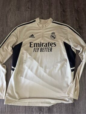 adidas Real Madrid Beige and Black Training Top